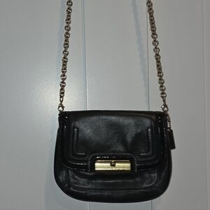 Dark Green Leather Coach Crossbody Bag